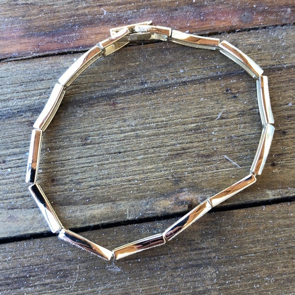 NWOT 925 Sterling Silver Gold Vermeil Overlay Crystal Wavy Tennis Bracelet! - Picture 2 of 13